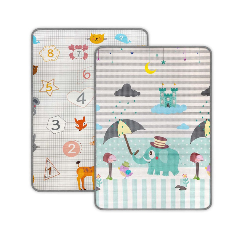 Obojstranná penová podložka Milly Mally Kinder Digits and Elephant 178x120 cm