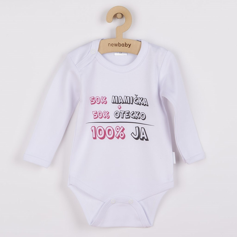 Body s potlačou New Baby 50% MAMIČKA + 50% OTECKO - 100% JA ružové - darčekové balenie 50 1