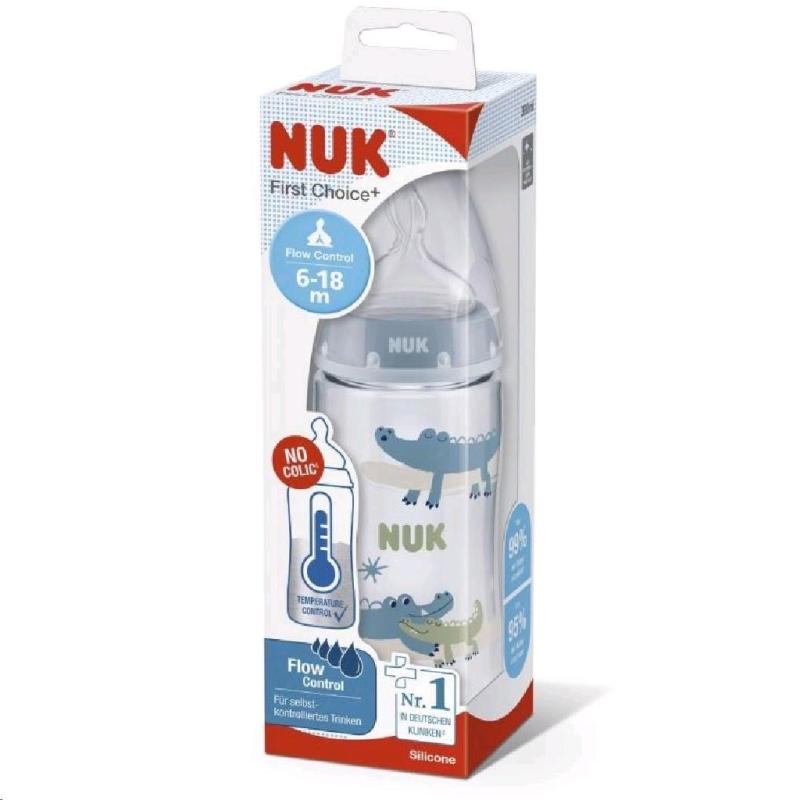 Dojčenská fľaša NUK FC+Temperature Control 300 ml BOX-Flow Control cumlík blue 1