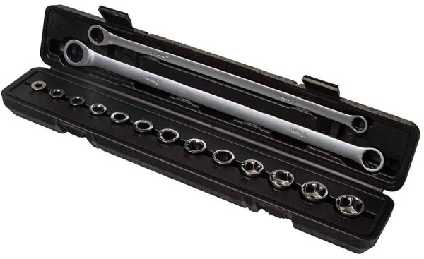 Sada dlhých račňových kľúčov, 15-dielna, 8 - 24 mm v kufríku, MAR-POL