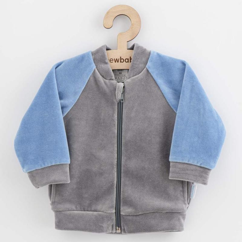 Dojčenská semišková mikina New Baby Suede clothes sivo modrá 68 (4-6m)