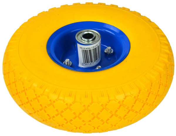 Koleso polyuretánové s ložiskami, otvor 16 mm, priemer 26 cm, šírka 7,5 cm, žlté bez osky 4