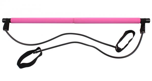 Merco Pilates Sticks posilňovacia tyč s gumou ružová