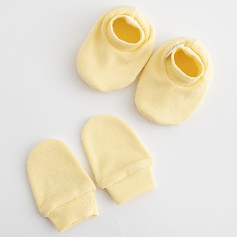 Dojčenský bavlnený set-capačky a rukavičky New Baby žltá 0-6m 0-6 m