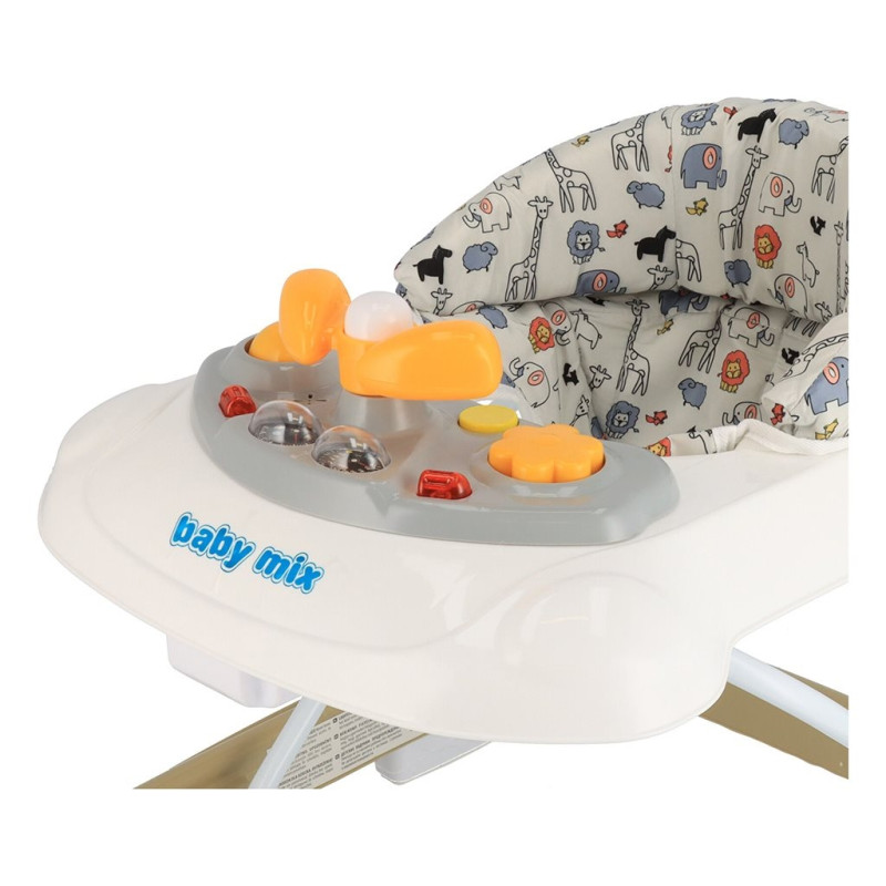 Detské chodítko Baby Mix s volantom a silikónovými kolieskami cappucino 4