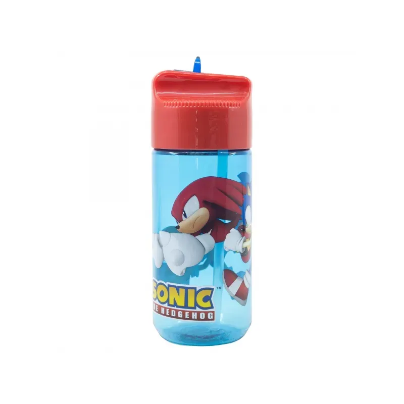 STOR Plastová fľaša s výsuvnou slamkou JEŽKO SONIC, Transparent Tritan, 430ml, 40536