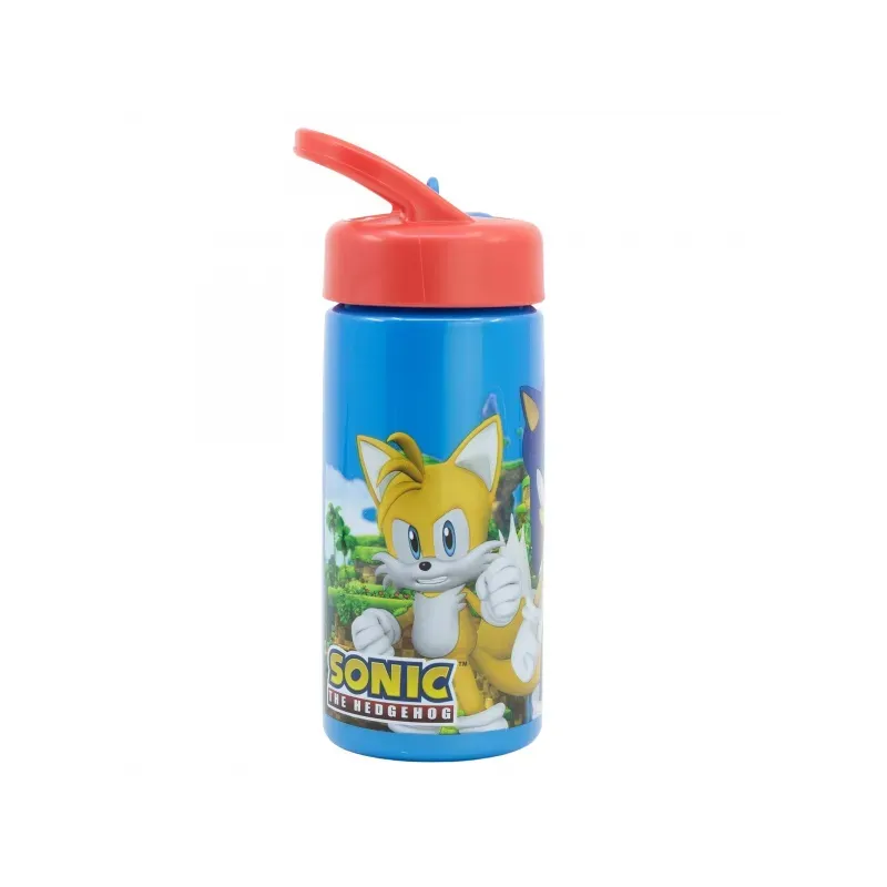 STOR Plastová fľaša s výsuvnou slamkou JEŽKO SONIC, 410ml, 40531