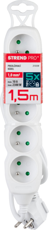 Kábel DG-F805B L-1.5 m, predlžovací, biely, 5x zásuvka, new edition 1