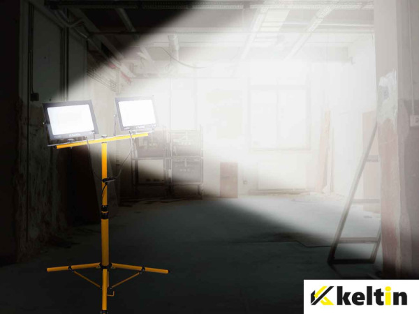 LED reflektor 2x100W s teleskopickým stojanom, studená biela 6500K, KELTIN 16
