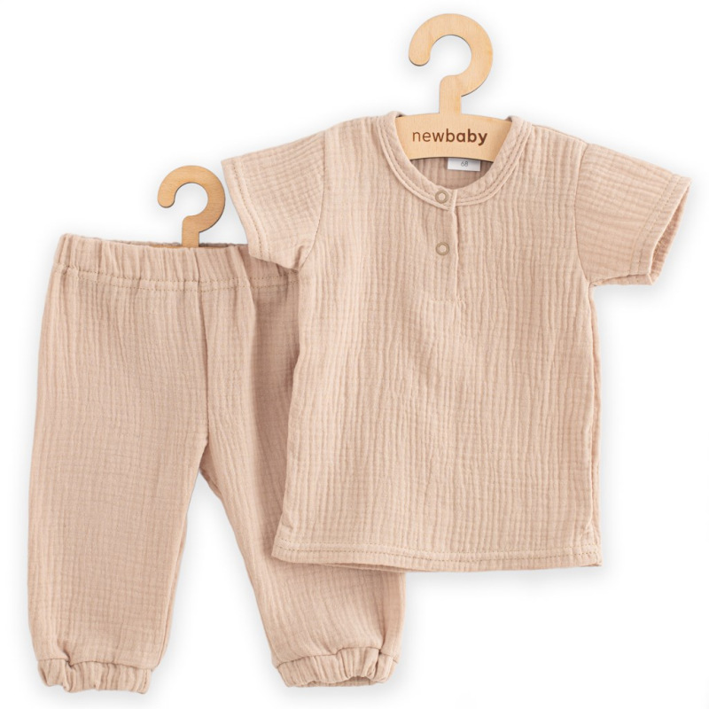 Kojenecká mušelínová súprava tričko a nohavice New Baby beige 80 (9-12m) 3