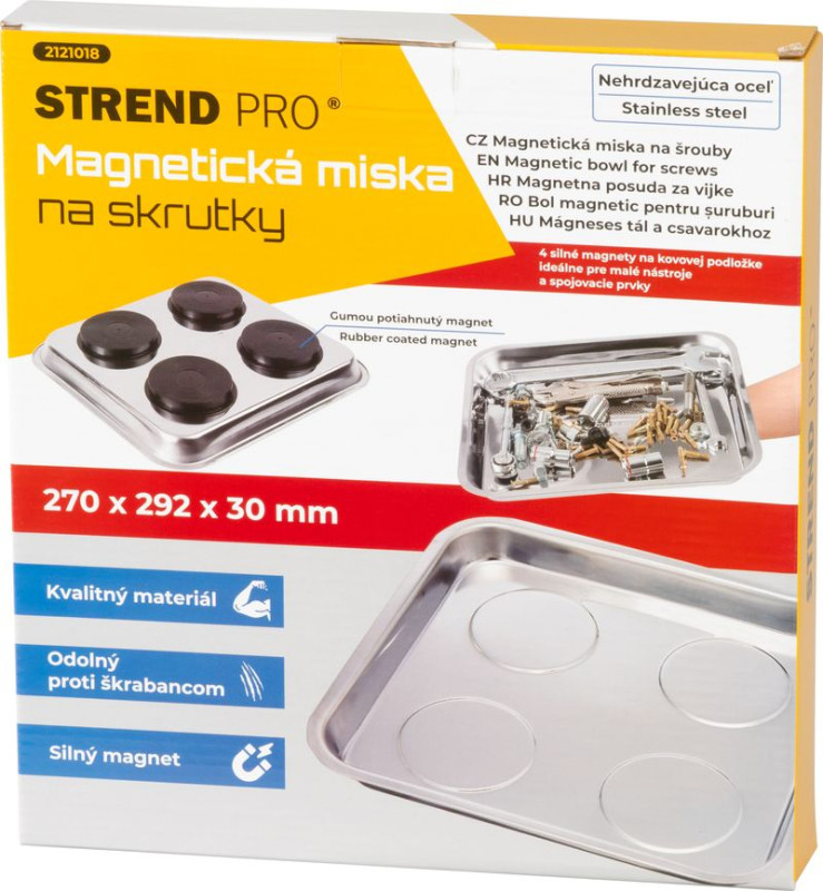 Miska Strend Pro, nádoba, na skrutky, magnetická, štvorcová, nerez, 270x292 mm 3