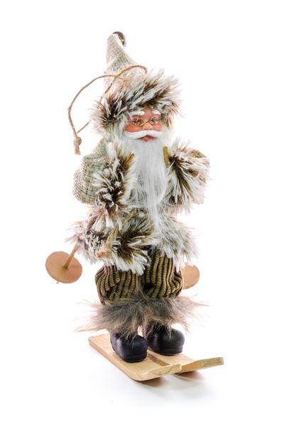 Dekorácia MagicHome Vianoce, Santa na lyžiach, závesný, 18 cm