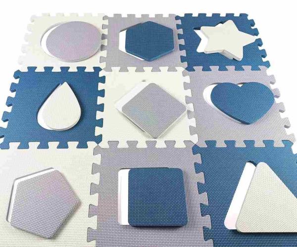 Penové puzzle podložka ohrádka Milly Mally Jolly 3x3 Shapes Blue