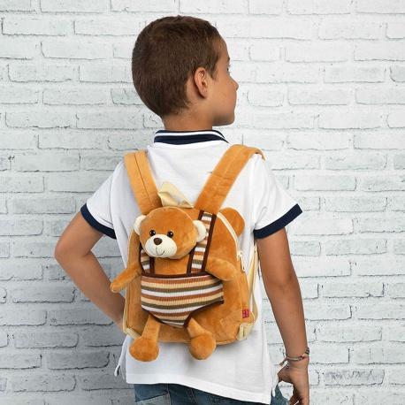 PERLETTI BE MY FRIEND, Detský obojstranný plyšový batoh s odnímateľnou hračkou MACKO,13032