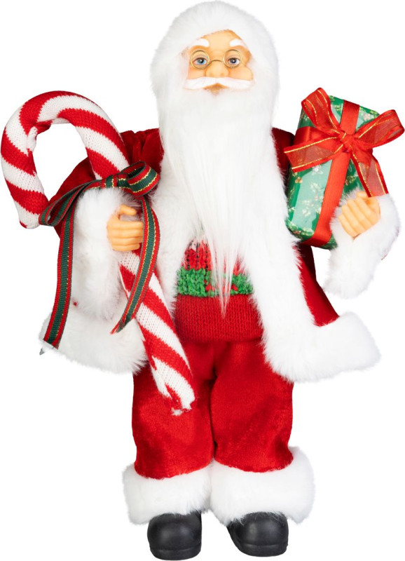 Dekorácia MagicHome Vianoce, Santa, s darčekom, červený, 120 cm