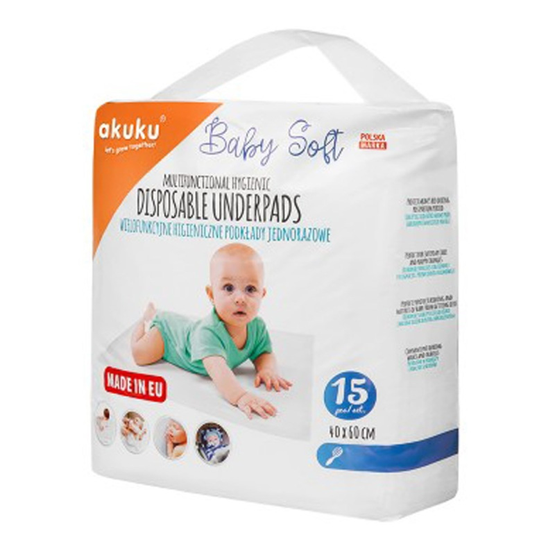 Jednorazové hygienické podložky Akuku Baby Soft 40x60cm 15ks 1