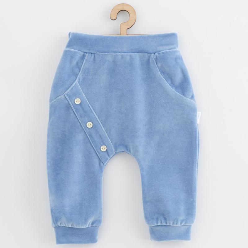 Dojčenské semiškové tepláky New Baby Suede clothes modrá 68 (4-6m)