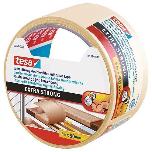 Páska tesa® Extra STRONG Permanent, obojstranne lepiaca, fóliová, biela , 50 mm, L-5 m