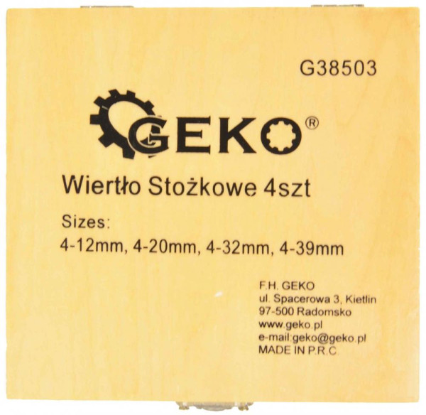 Sada stupňovitých vrtákov 4-dielna, 4-12, 4-20, 4-32,4-39 TiN, GEKO 3
