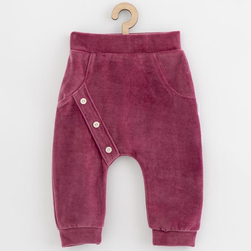 Dojčenské semiškové tepláky New Baby Suede clothes ružovo fialová 68 (4-6m)
