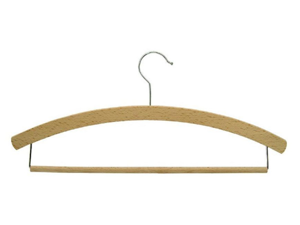 Vešiak, pánsky, bukové drevo, 420x8mm, voskovaný, niklovaný L-hák