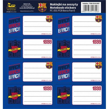 ASTRA Samolepiace štítky na zošity 8ks FC BARCELONA, FC-201, 708018002