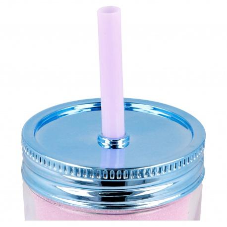 STOR Plastový termo pohár so šrubovacím viečkom a slamkou DISNEY FROZEN, 370ml, 60455