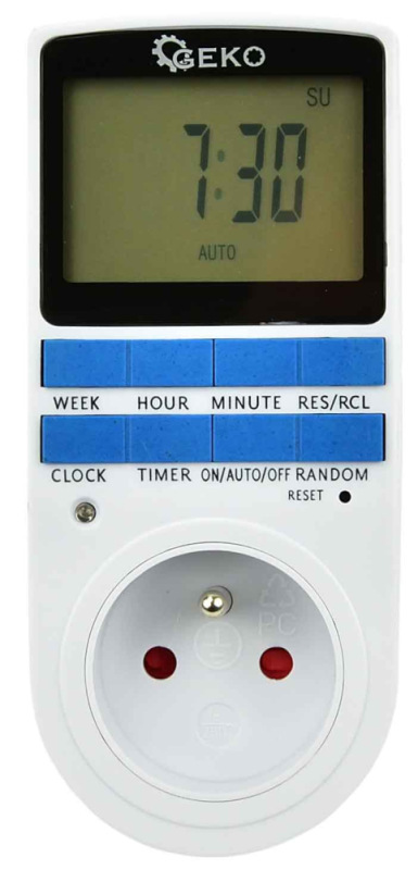 Digitálny časový spínač, LCD display, 230V, GEKO 1