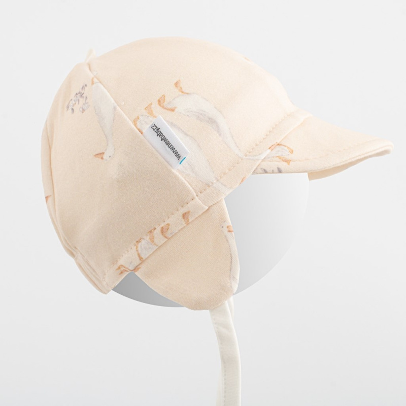 Detská bavlnená čiapka so šiltom New Baby Husičky 56/62