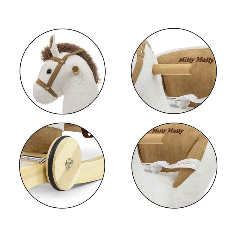 Hojdací koník s melódiou a kolieskami Milly Mally Polly biely 3