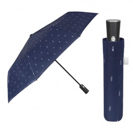 PERLETTI Time, Pánsky plnoautomatický dáždnik skladací Geometrico / modrý, 26401