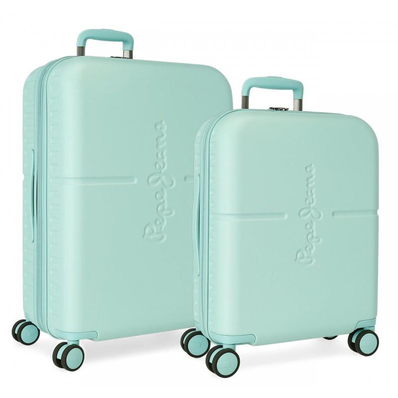 PEPE JEANS Highlight Turquesa, Sada luxusných ABS cestovných kufrov 70cm/55cm, 7689525