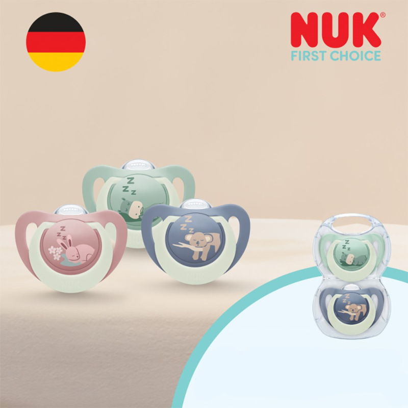 Cumlík NUK First Choice Night 0-6m 2 ks Hippo/Koala 0-6 m 3