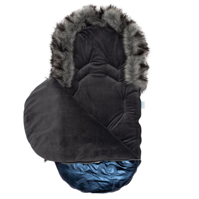 Luxusný fusak s kožušinkou New Baby modrý 1