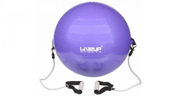 LiveUP Flex LS3227 gymball s expandery 65cm fialová