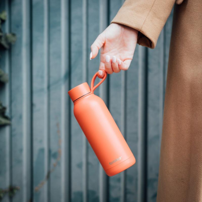 Quokka Solid, Nerezová fľaša / termoska s pútkom Orange, 510ml, 40187 5