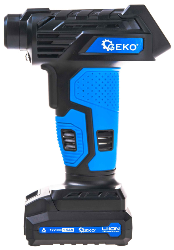Akumulátorový kompresor 0,2-10,3 Bar, 12V, 1.5Ah batéria, 23l/min, LCD display, GEKO 15