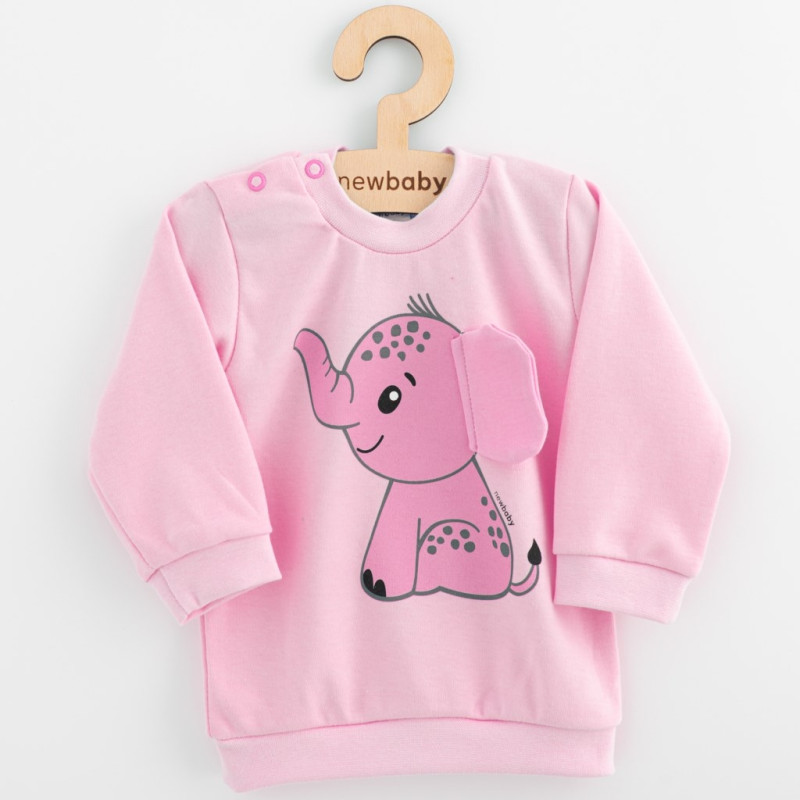 Dojčenská súprava tričko a tepláčky New Baby Happy Elephant pink 74 (6-9m) 1