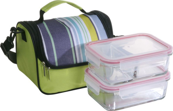 Dóza MagicHome, sada 2 ks, 2 x 900 ml, obdĺžniková, s chladiacim boxom, termobox, termo taška, sklen