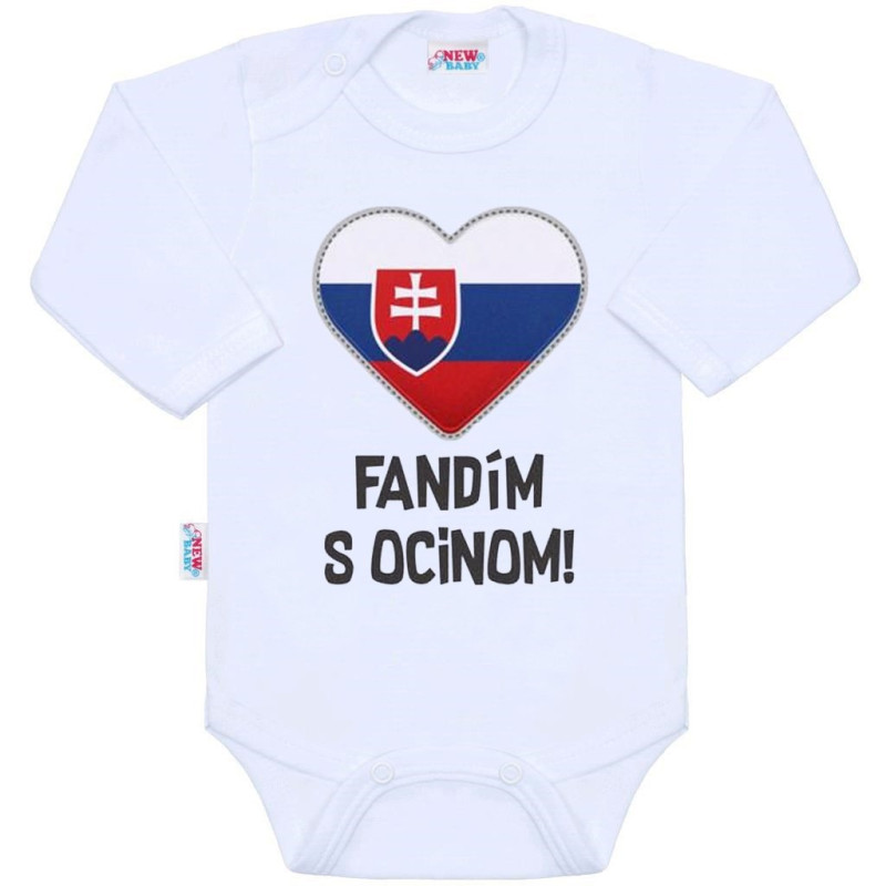 Body s potlačou New Baby Fandím s ocinom biele - darčekové balenie 62 (3-6m) 1