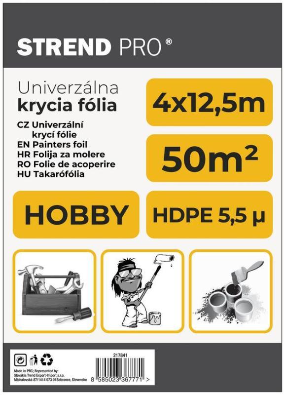 Fólia krycia Strend Pro Hobby, maliarska, 4x12,5 m, 5,5µ, zakrývacia