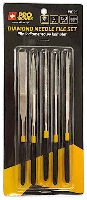 Sada diamantových pilníkov 4 x 160 mm s rukoväťou, 5-dielna sada, XL-TOOLS 1