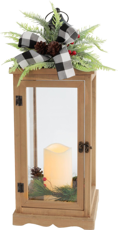 Lampáš MagicHome Vianoce, LED teplá biela, 3xAAA, plast, časovač, hnedý, 20x20,5x51 cm, pohyblivý pl