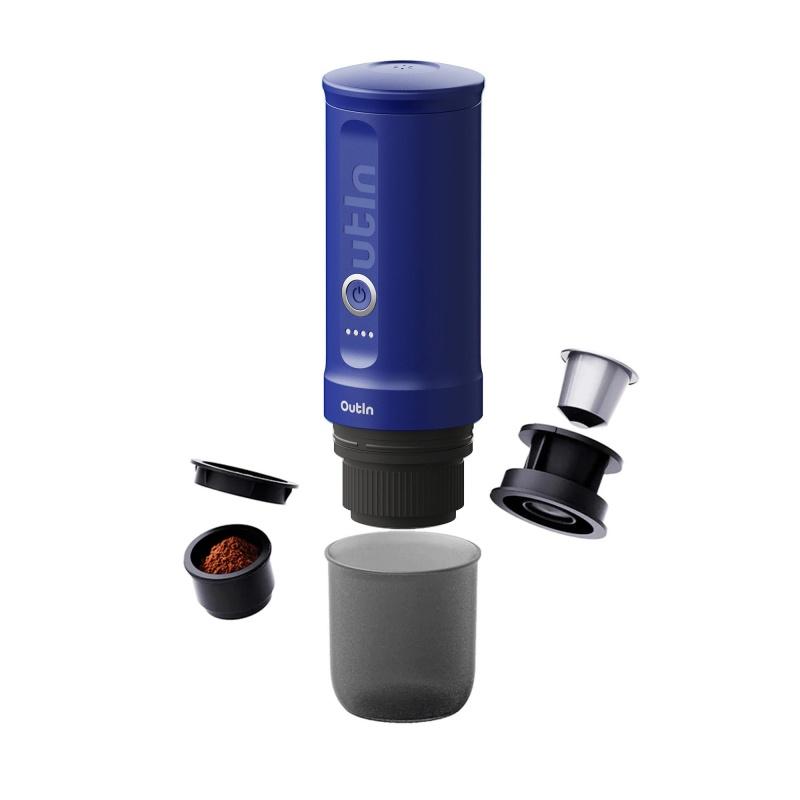 Outin Nano Portable Espresso Machine – Ocean Blue + cestovný obal 1