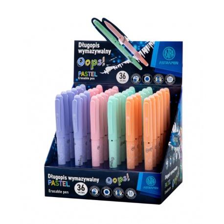ASTRA Gumovateľné pero OOPS! Pastel, 0,6mm, modré, dve gumy, stojan, mix farieb, 201022003