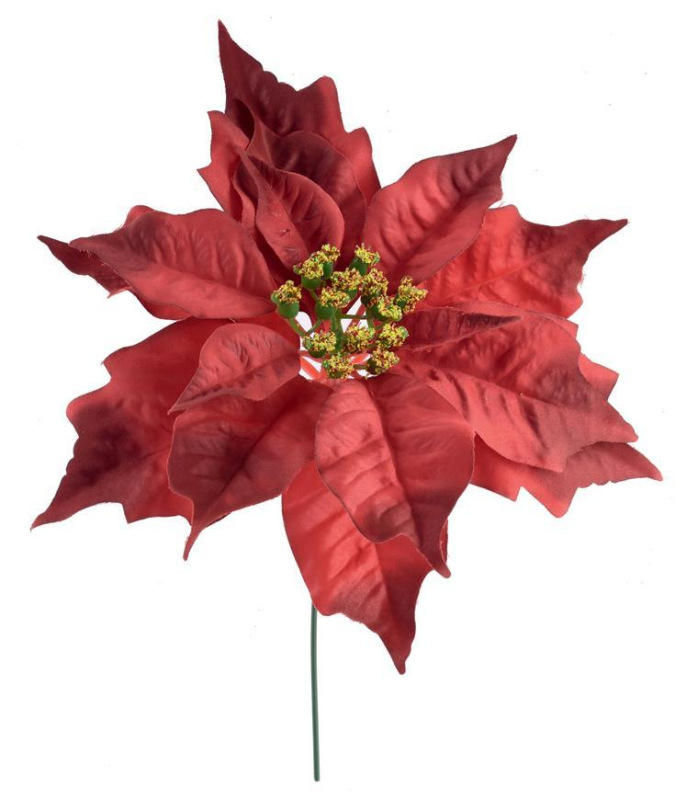 Kvet MagicHome Vianoce Poinsettia MP.red, červená, stonka, veľkosť kvetu: 23 cm, dĺžka kvetu: 20 cm,