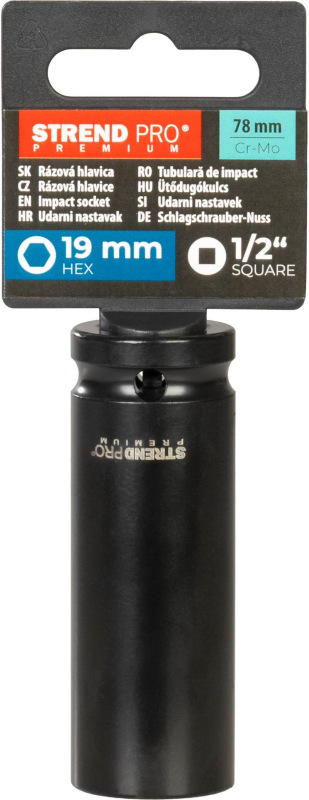Nadstavec Strend Pro Premium, rázový, predĺžený, 1/2", 6-hran, CrMO, 19 mm 3