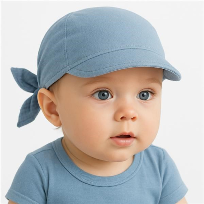 Detská letná mušelínová šatka so šiltom New Baby blue 80/86 3