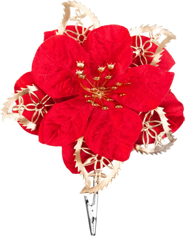 Kvet MagicHome Vianoce, poinsettia, červená, 21 cm, veľkosť kvetu: 13 cm