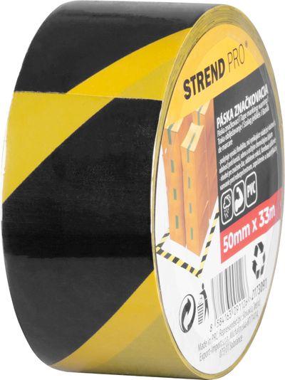 Páska Strend Pro, 50 mm, L-33 m, PVC, lepiaca, výstražná, žltá/čierna 1